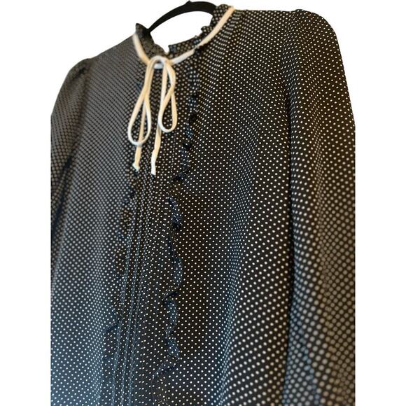 EUC Monteau Black and White Polka Dot Blouse Size XL - Picture 3 of 6